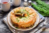 Фото к рецепту: Слоёный пирог с черемшой, яйцами и сыром