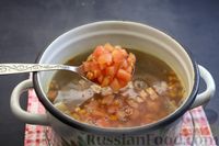 Фото приготовления рецепта: Суп с чечевицей, шампиньонами и вермишелью - шаг №11
