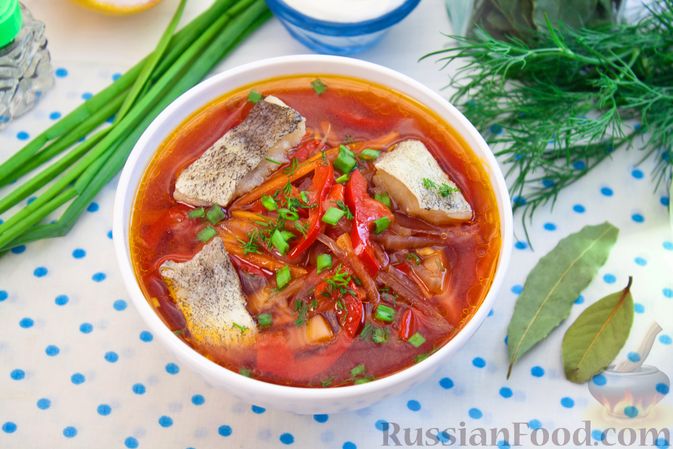 Рыбный суп из красной рыбы с овощами и пшеном