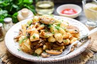 Фото к рецепту: Картофельные ленивые вареники с жареными грибами и луком