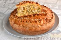 Фото к рецепту: Бездрожжевой пирог на сметане, с картошкой и курицей