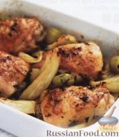 Фото к рецепту: Курица с лимоном, фенхелем и оливками