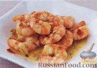 Фото к рецепту: Жареные креветки с перцем и чесноком