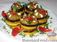 Фото приготовления рецепта: Кабачково-баклажанный мильфей с овощами - шаг №7