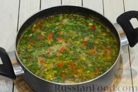 Фото приготовления рецепта: Гороховый суп с брокколи, сладким перцем и черемшой - шаг №11