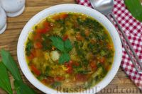 Фото приготовления рецепта: Гороховый суп с брокколи, сладким перцем и черемшой - шаг №12