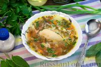 Фото к рецепту: Куриный суп с рисом, щавелем и овощами