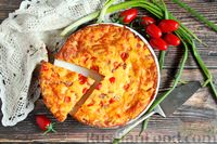 Фото приготовления рецепта: Заливной пирог на молоке с ветчиной и овощами - шаг №14