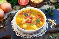 Фото приготовления рецепта: Пряный гороховый суп с курицей, овощами и мятой - шаг №25