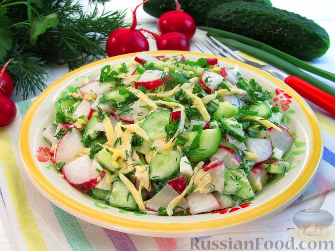 Салат с редиской, огурцом, яйцом и помидором — рецепт с фото пошагово