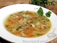 Фото приготовления рецепта: Куриный суп с фасолью, грибами, капустой и пшеном - шаг №16
