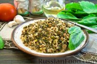 Фото к рецепту: Рис с фаршем, шпинатом и помидорами (на сковороде)