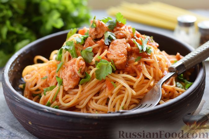 Спагетти с курицей в сливочном соусе (рецепт с фото и видео) - Пошагово и просто
