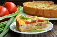 Фото приготовления рецепта: Киш с копчёной курицей, помидорами, сыром и зеленью - шаг №17