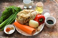 Фото приготовления рецепта: Салат с вешенками, болгарским перцем, морковью и луком, по-корейски - шаг №1