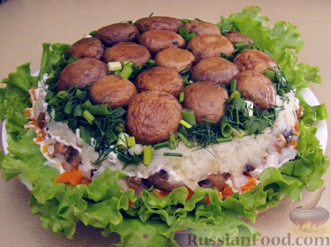 Лесная полянка с опятами салат рецепт с фото