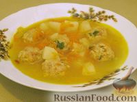 Фото приготовления рецепта: Овощной суп с рисовыми фрикадельками - шаг №12