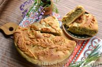 Фото к рецепту: Дрожжевой пирог "Яворовский" с картофелем, гречкой, жареным луком и шкварками