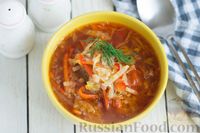 Фото приготовления рецепта: Томатный суп с гречкой и жареной капустой - шаг №10