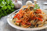 Фото приготовления рецепта: Фунчоза с грибами, сладким перцем и морковью - шаг №15
