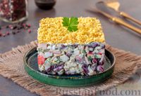 Фото к рецепту: Салат с крабовыми палочками, консервированной фасолью и яйцами