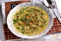 Фото приготовления рецепта: Куриный суп со стручковой фасолью и сметанно-яичной заправкой - шаг №13