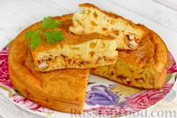 Фото приготовления рецепта: Заливной пирог с курицей и кукурузой в томатном соусе (на кефире) - шаг №21