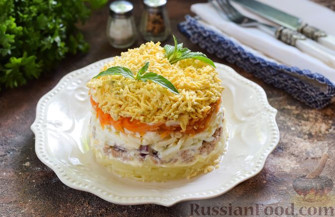 мимоза рецепт классический пошаговый рецепт с фото с сыром и картошкой | Дзен