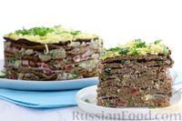 Фото приготовления рецепта: Закусочный печёночный торт с баклажанами, помидорами и грецкими орехами - шаг №22