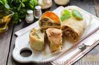 Фото к рецепту: Штрудель с курицей, грибами и сыром