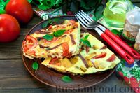 Фото приготовления рецепта: Картофельная тортилья с помидорами и колбасой (на сковороде, в духовке) - шаг №18