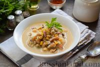 Фото приготовления рецепта: Сливочный суп с морепродуктами, консервированным нутом и кукурузой - шаг №12