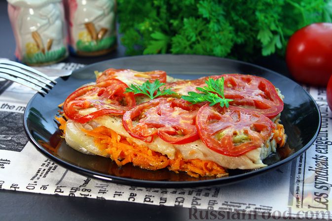 Запеченный хек с помидорами и сыром – пошаговый рецепт приготовления с фото