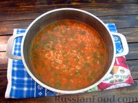 Фото приготовления рецепта: Томатный суп с рисом и зеленью - шаг №21