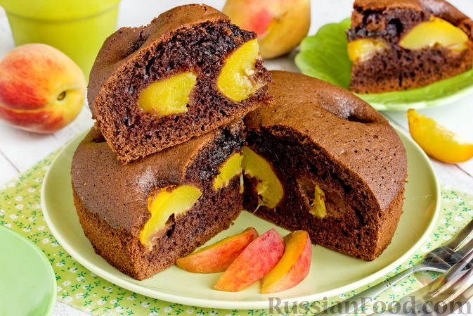 Творожный пирог с персиками - пошаговый рецепт с фото