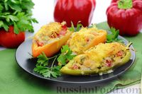 Фото приготовления рецепта: Лодочки из болгарского перца с курицей, помидорами и луком (в духовке) - шаг №13