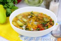 Фото приготовления рецепта: Суп с килькой в томате, рисом, помидорами и сладким перцем - шаг №15