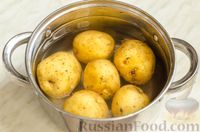 Фото приготовления рецепта: Картофель, запечённый с опятами, луком и сметаной, под сыром - шаг №3