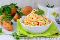 Фото к рецепту: Салат с морковью, сыром, яйцами и чесноком