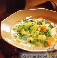 Фото к рецепту: Овощной суп с зеленым горошком