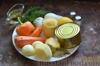 Фото приготовления рецепта: Суп с килькой в томатном соусе, пшеном и яйцами - шаг №1
