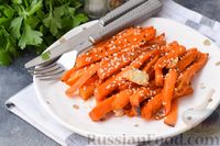 Фото к рецепту: Морковь, запечённая с пряным медовым маринадом и чесноком