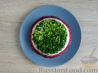 Фото приготовления рецепта: Слоёный салат из свёклы, сыра и зелёного лука - шаг №17
