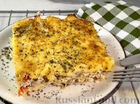 Фото к рецепту: Запеканка из куриного филе с овощами, грибами и сыром