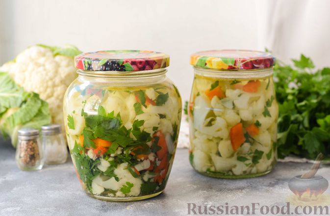 Салат из цветной капусты на зиму - Пошаговый рецепт с фото. Заготовки на зиму. Салаты на зиму
