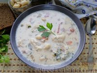 Фото приготовления рецепта: Белый закарпатский суп с фасолью и манными клёцками - шаг №26