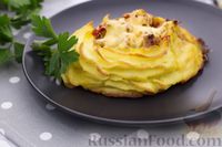 Фото приготовления рецепта: Картофельные "гнёзда" с куриным филе и сметанной заливкой (в духовке) - шаг №19