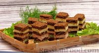 Фото приготовления рецепта: Полосатые бутерброды-канапе с сыром, ветчиной и зеленью - шаг №18