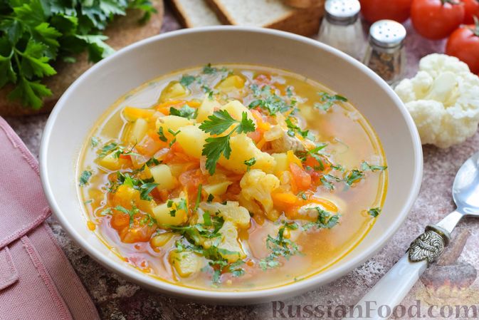 Суп из цветной капусты с плавленым сыром