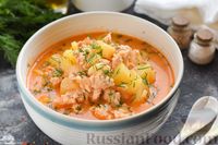 Фото приготовления рецепта: Суп с куриным фаршем и плавленым сыром - шаг №11